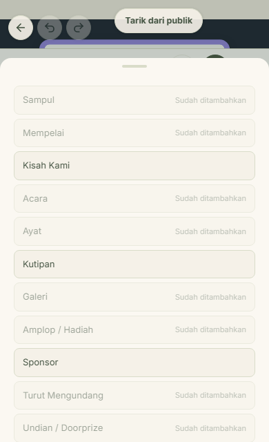 Tambah bagian lewat pemilihnya