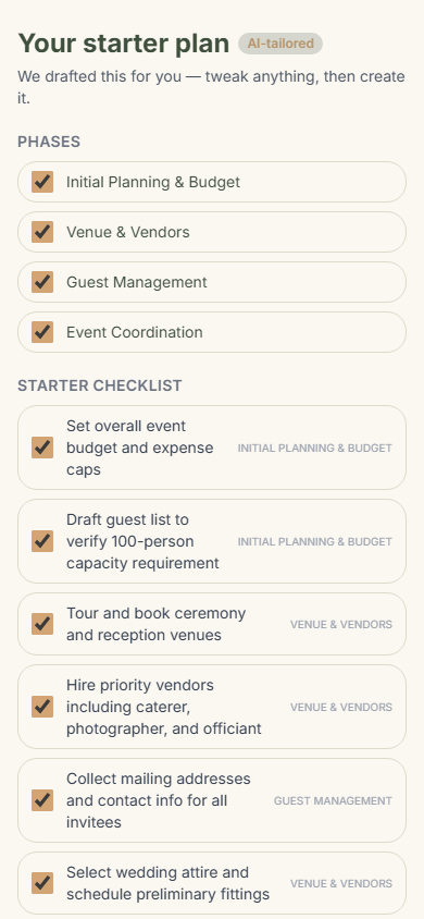 Review the starter plan, then create
