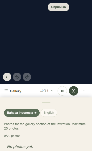 Open the gallery panel in Content