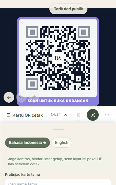 Buka panel kartu QR di editor