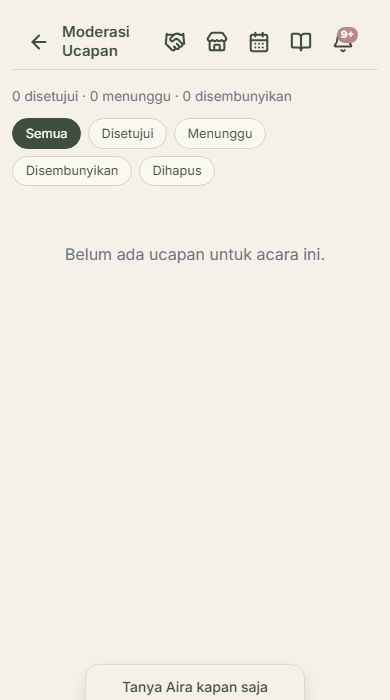 Aktifkan dinding ucapan dulu
