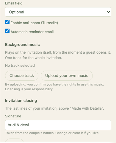 Open the music panel in settings