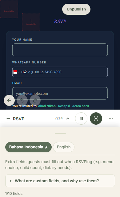 Open the custom questions section