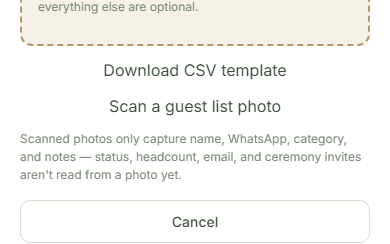 Photograph the list from inside the app