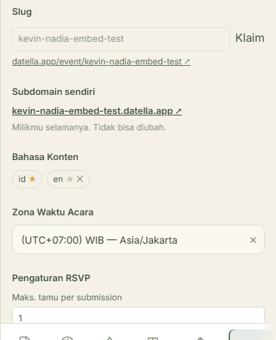 Buka pengklaim di pengaturan undangan