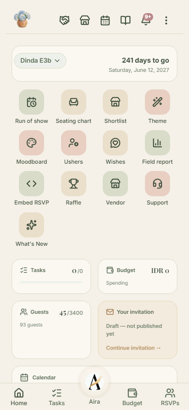 Read the countdown and the event button