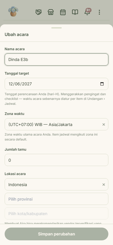 Buka menu titik tiga